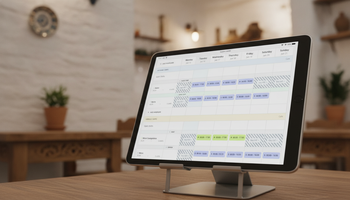 7dots shift schedule on a tablet
